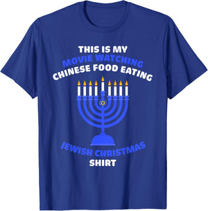 Movie Watching Chinese Food Eating Jewish Christmas Hanukkah T-Shirt - T-Shirt | Royal
