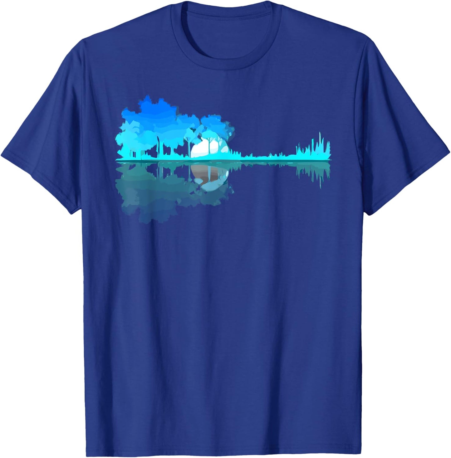 Guitar Lake Reflection Guitarist Music Love Guitar Musician T-Shirt - T-Shirt | Royal