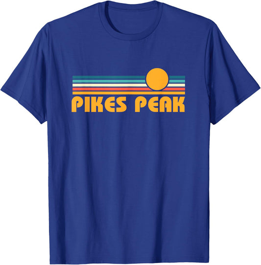 Retro Pikes Peak Colorado Sunset T-Shirt - T-Shirt | Royal