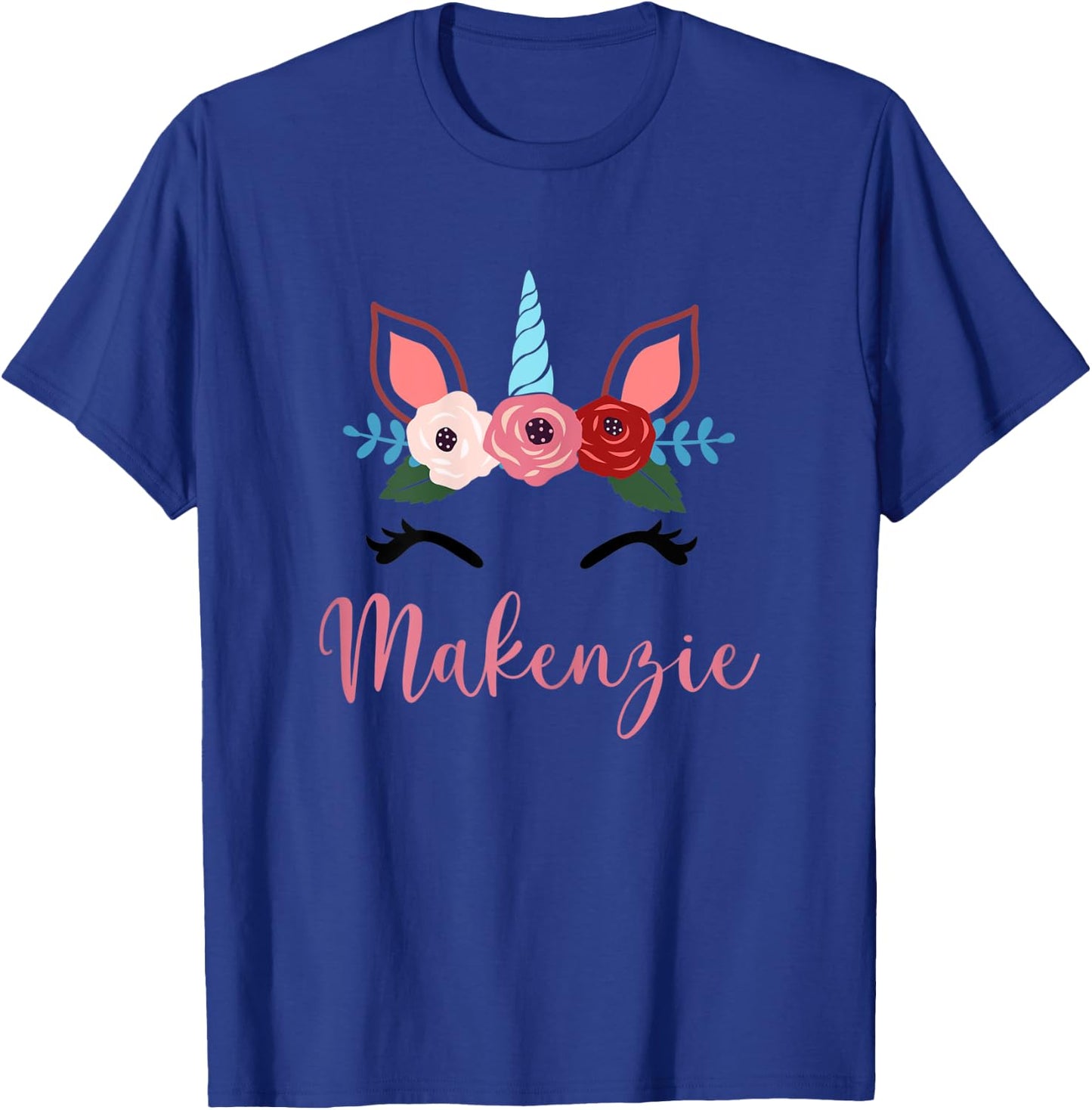 Cute Makenzie Magical Floral Unicorn For Girls T-Shirt - T-Shirt | Royal
