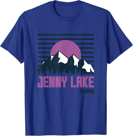 Jenny Lake Wyoming Vintage Mountains Hiking Camp Retro T-Shirt - T-Shirt | Royal