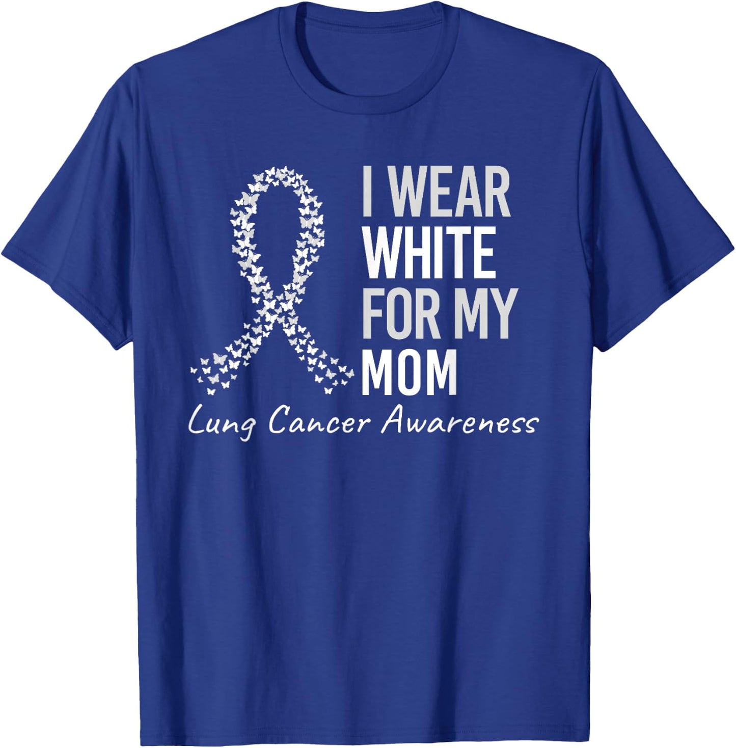 I Wear White For My Aunt Lung Cancer Awareness White Ribbon T-Shirt - T-Shirt | Royal