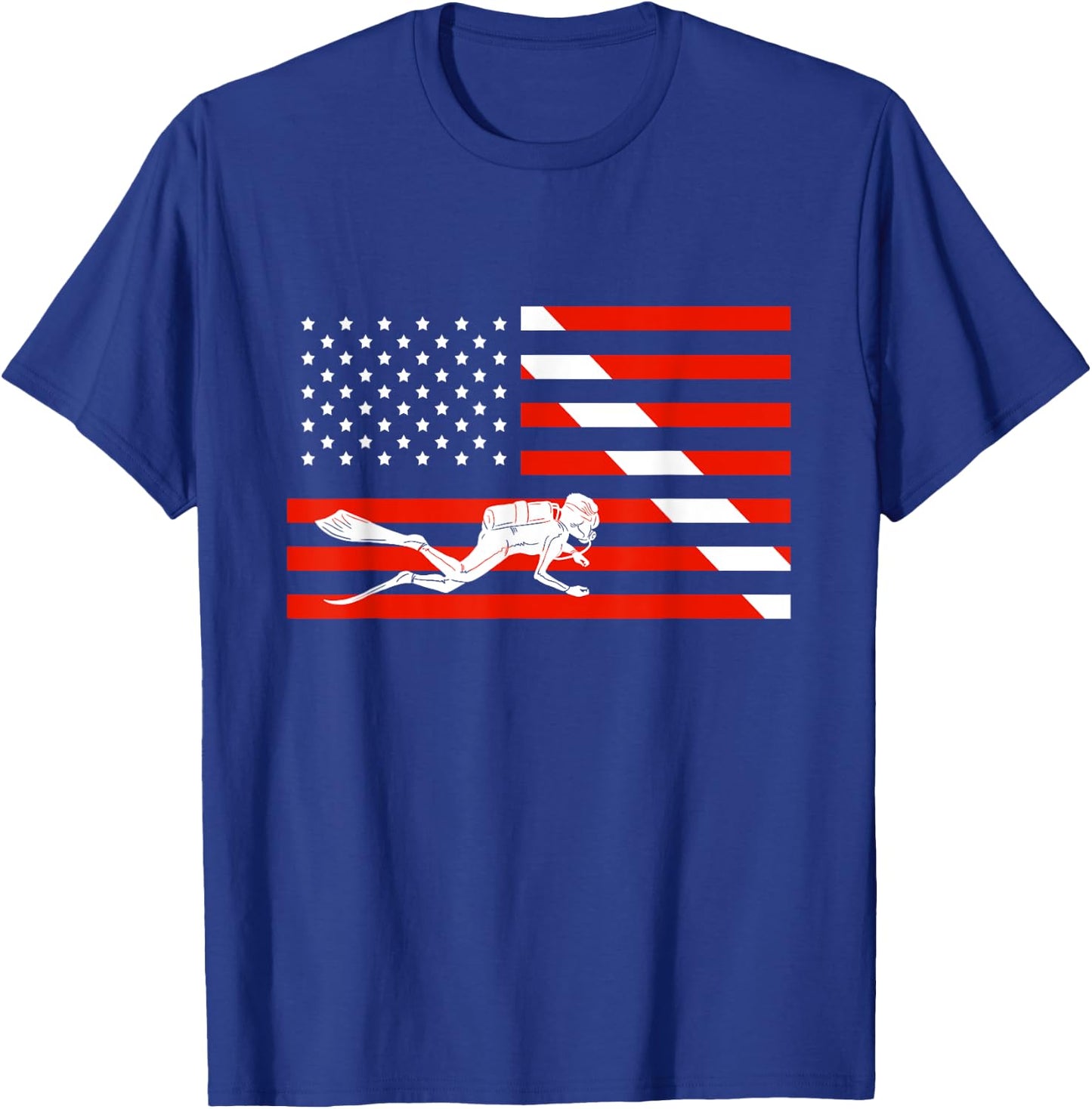American Scuba Diver Flag Cool Scuba Dive Flag Diver Gift T-Shirt - T-Shirt | Royal