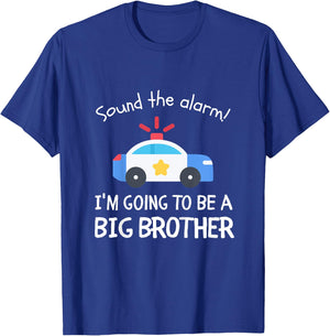 Kids Sound The Alarm I'm Going To Be A Big Brother Police Car T-Shirt - T-Shirt | Royal