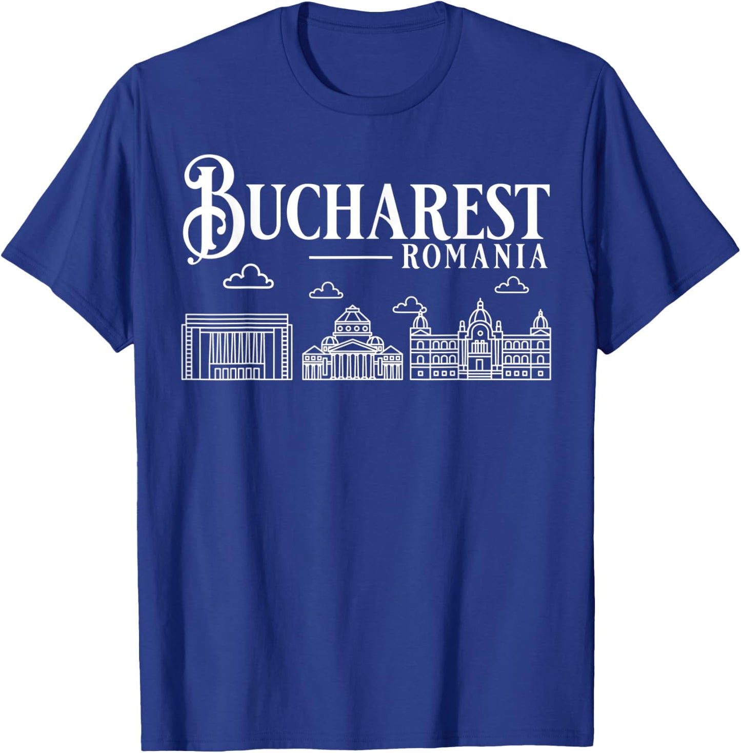 Bucharest Romania City Skyline Map Travel T-Shirt - T-Shirt | Royal