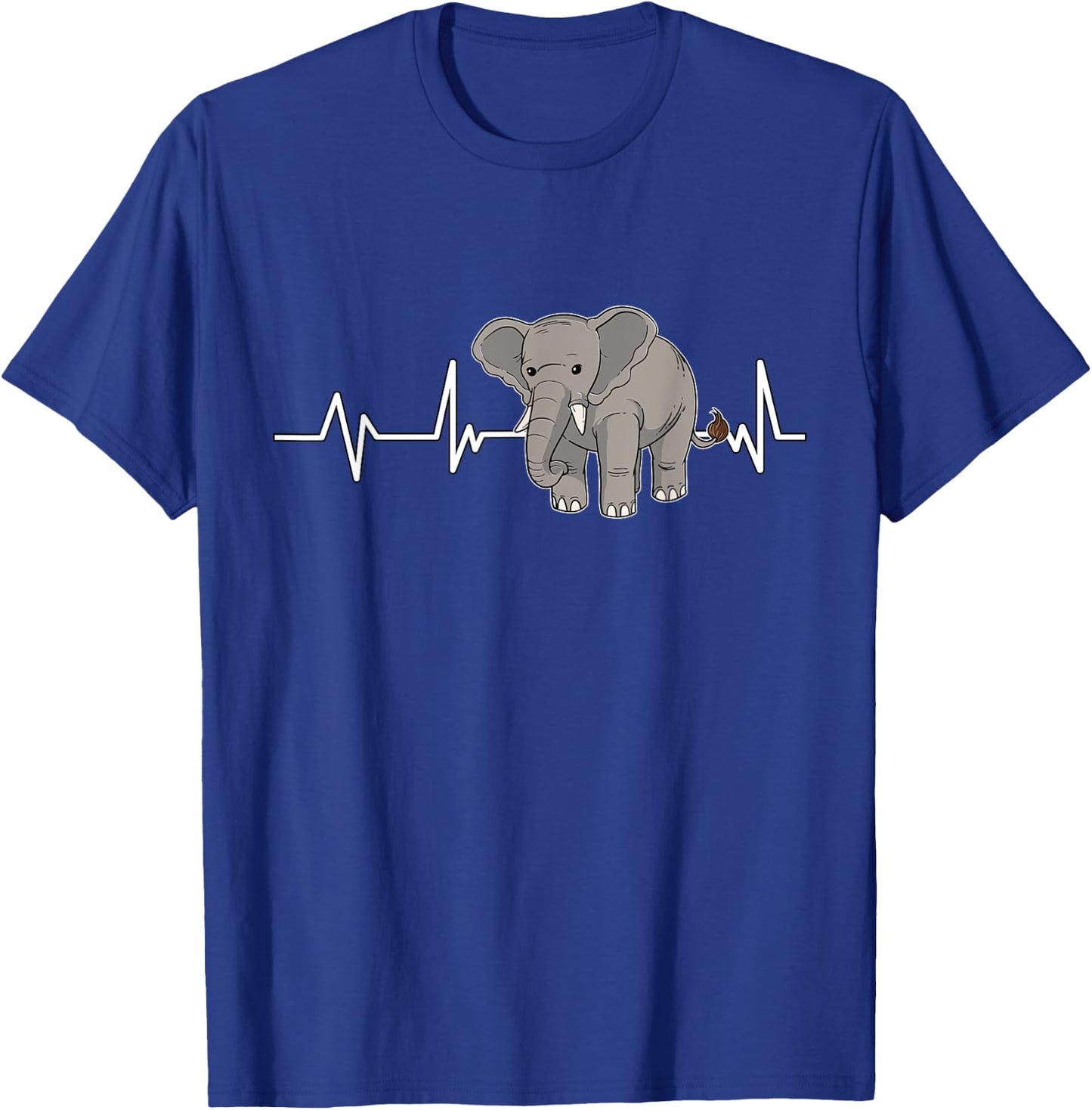 Elephant Heartbeat EKG Gift Elephant T-Shirt - T-Shirt | Royal