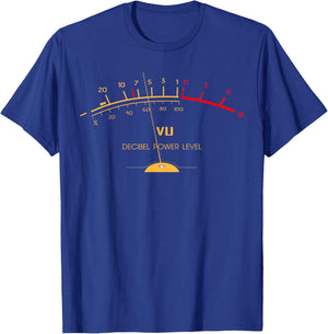 Retro VU Meter Sound Level Studio Hi-Fi Vintage Stereo Music T-Shirt - T-Shirt | Royal