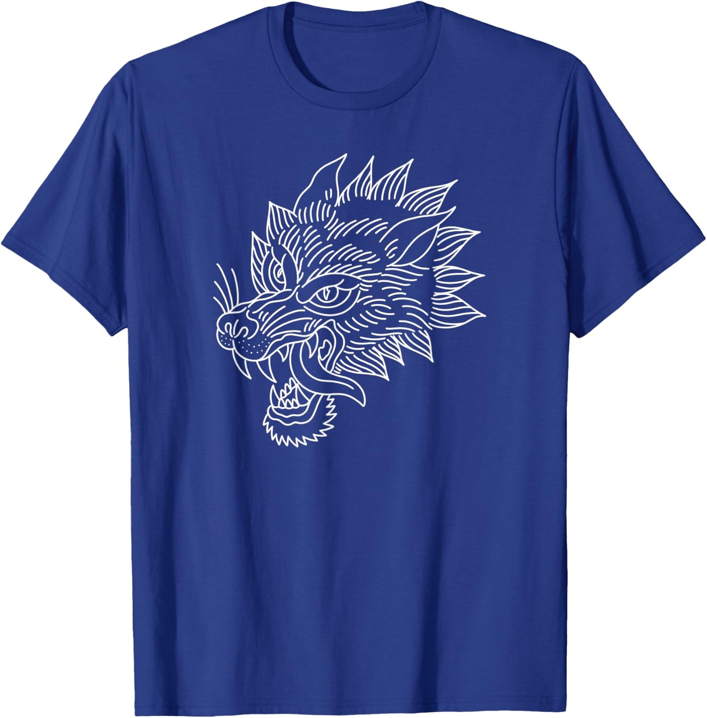 American Traditional Wolf Head Outline Tattoo T-Shirt - T-Shirt | Royal
