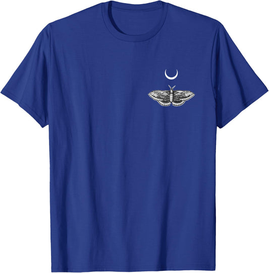 Moth with Crescent Moon Celestial Gothic Lunar Pocket T-Shirt - T-Shirt | Royal