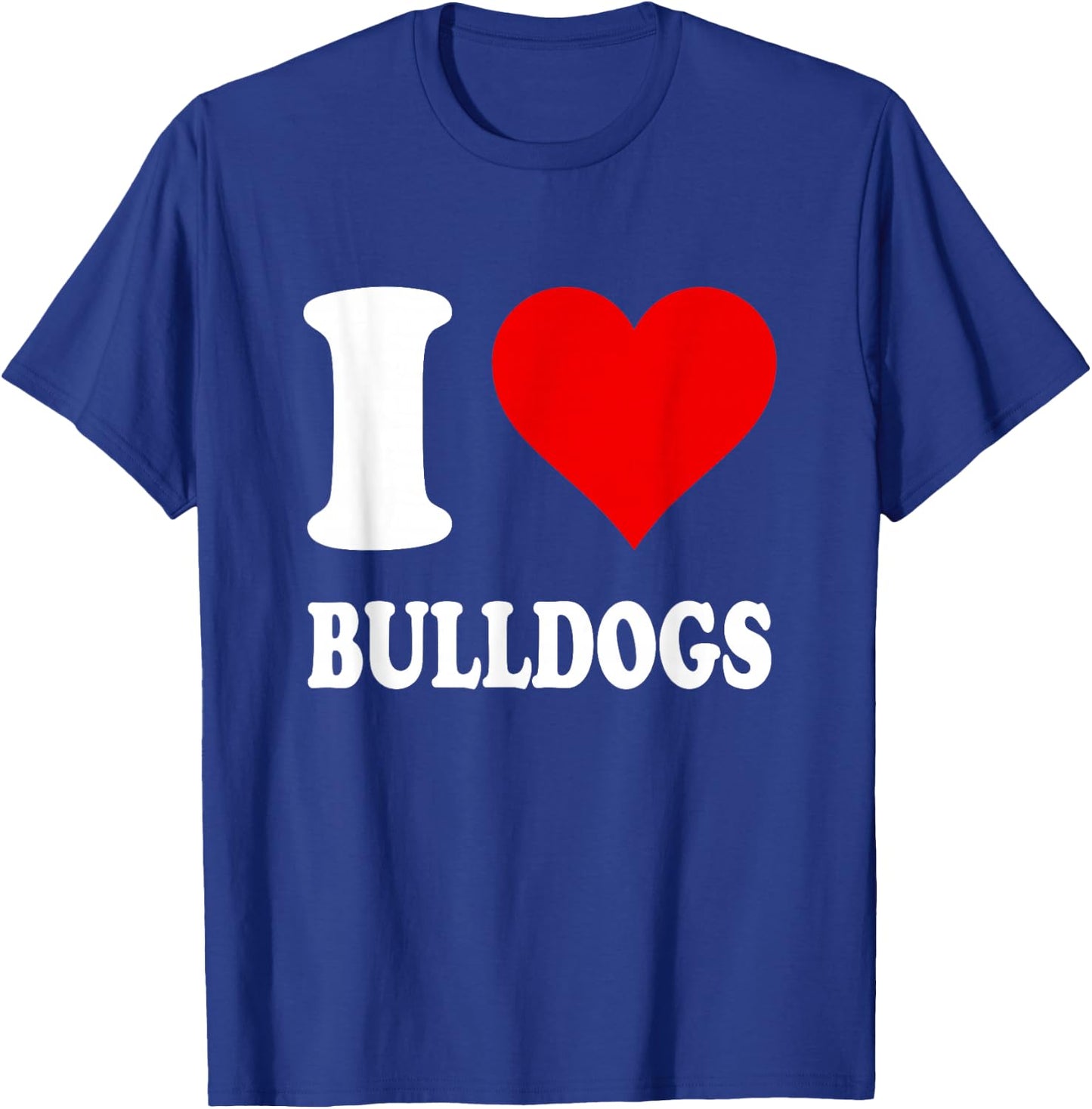 Red Heart I Love Bulldogs T-Shirt - T-Shirt | Royal