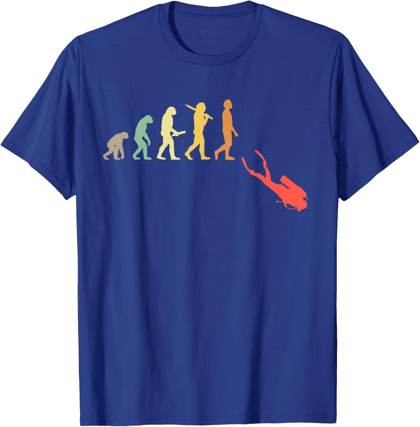 Retro Diving Evolution Gift Scuba Divers T-Shirt - T-Shirt | Royal