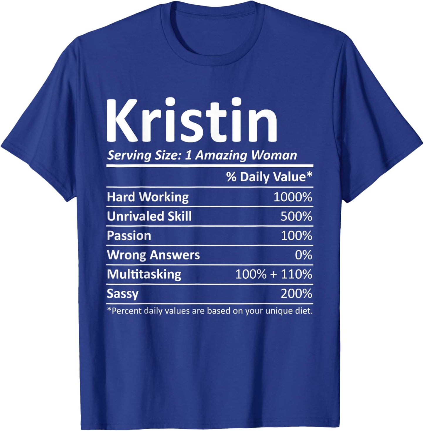 KRISTIN Nutrition Personalized Name Funny Christmas Gift T-Shirt - T-Shirt | Royal