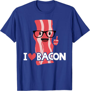 Funny Bacon Gift Kids Boys Girls Cool Geeky I Love Bacon T-Shirt - T-Shirt | Royal