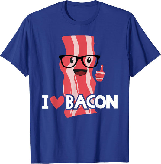 Funny Bacon Gift Kids Boys Girls Cool Geeky I Love Bacon T-Shirt - T-Shirt | Royal