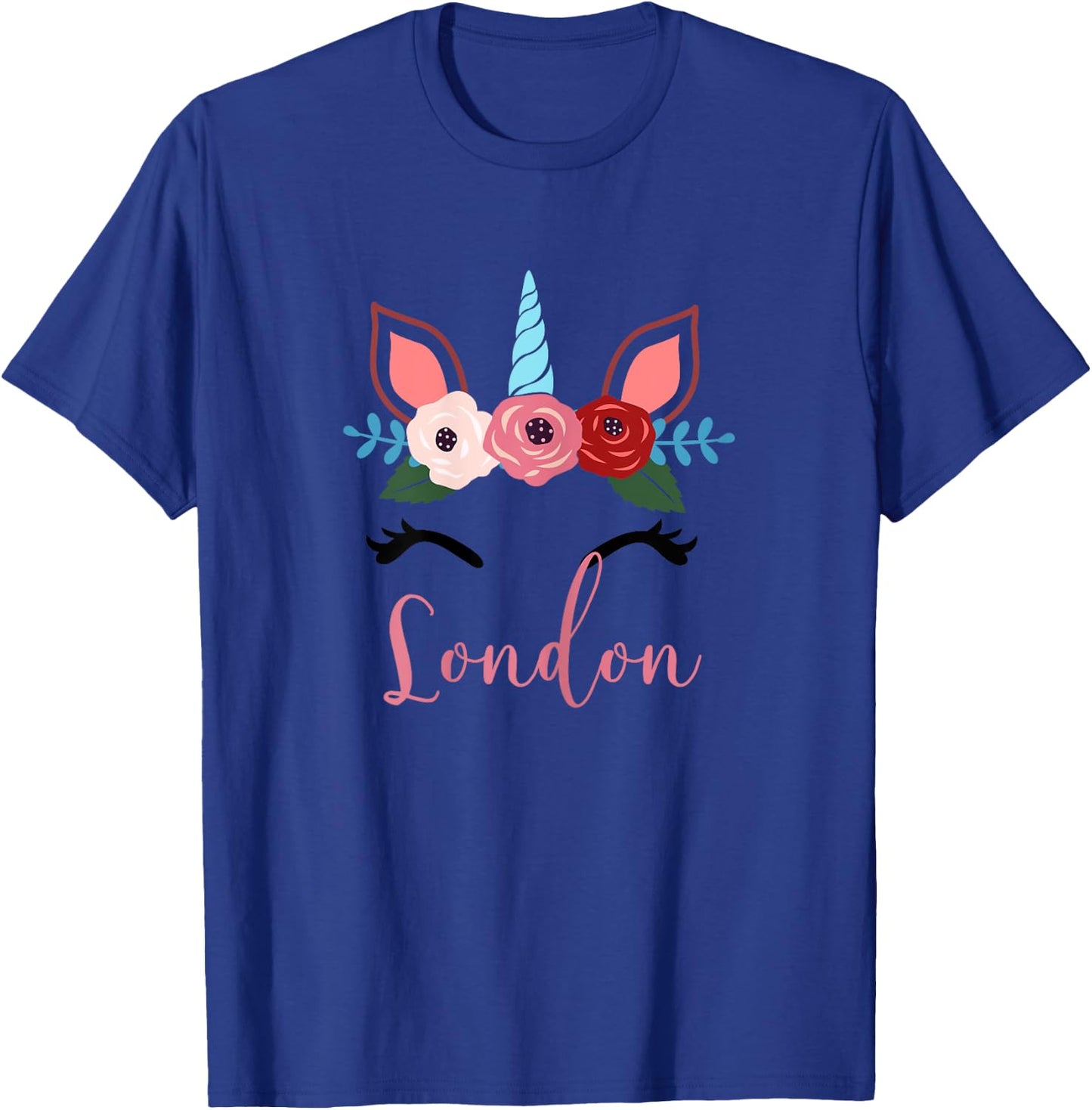 Cute London Magical Floral Unicorn For Girls T-Shirt - T-Shirt | Royal
