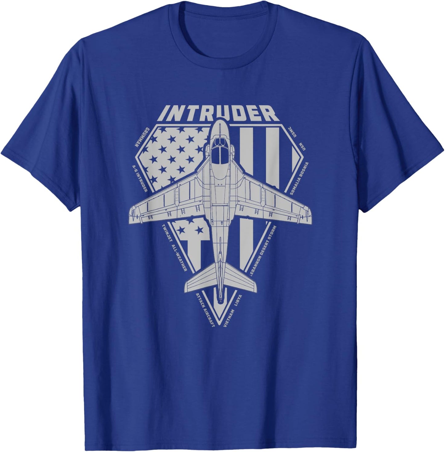 A-6 Intruder Military Jet Airplane Diamond Series T-Shirt - T-Shirt | Royal