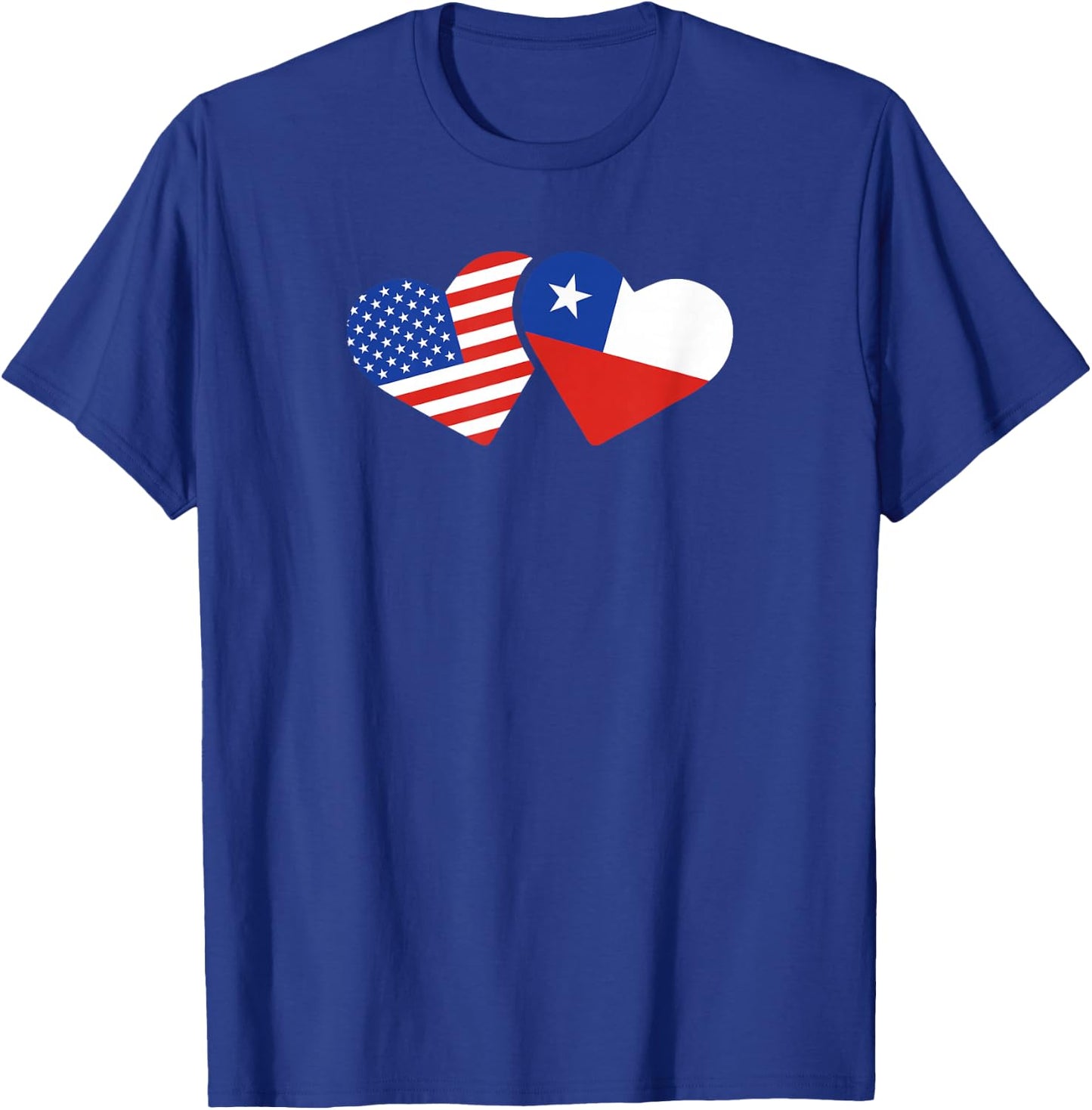 USA Chile Flag T Shirt Hearts Chileans American Love Cute T-Shirt - T-Shirt | Royal