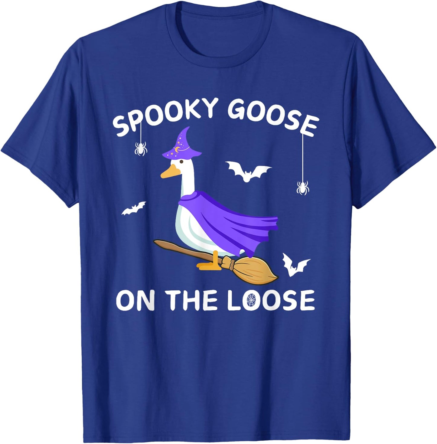 Spooky Goose On The Loose Witch Silly Goose Animal Halloween T-Shirt - T-Shirt | Royal