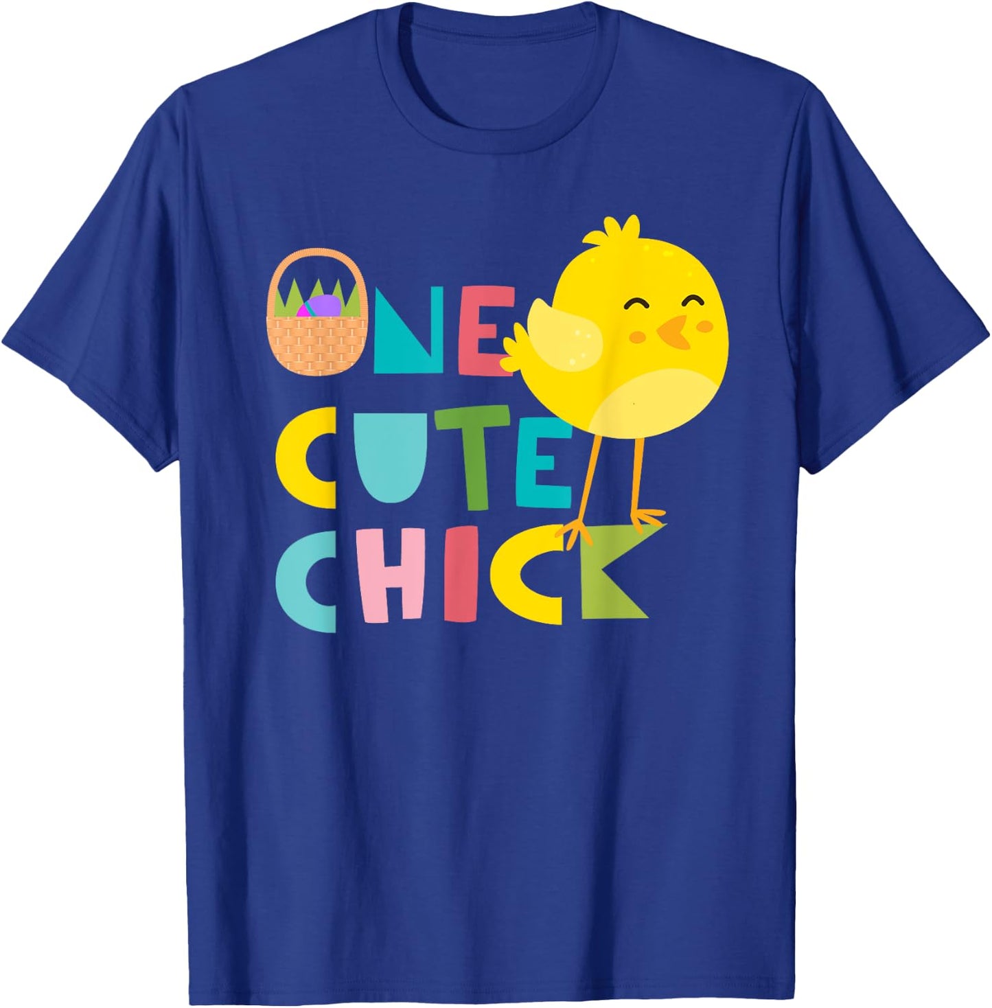 Cute and Funny Kids One Cute Chick T-Shirt - T-Shirt | Royal