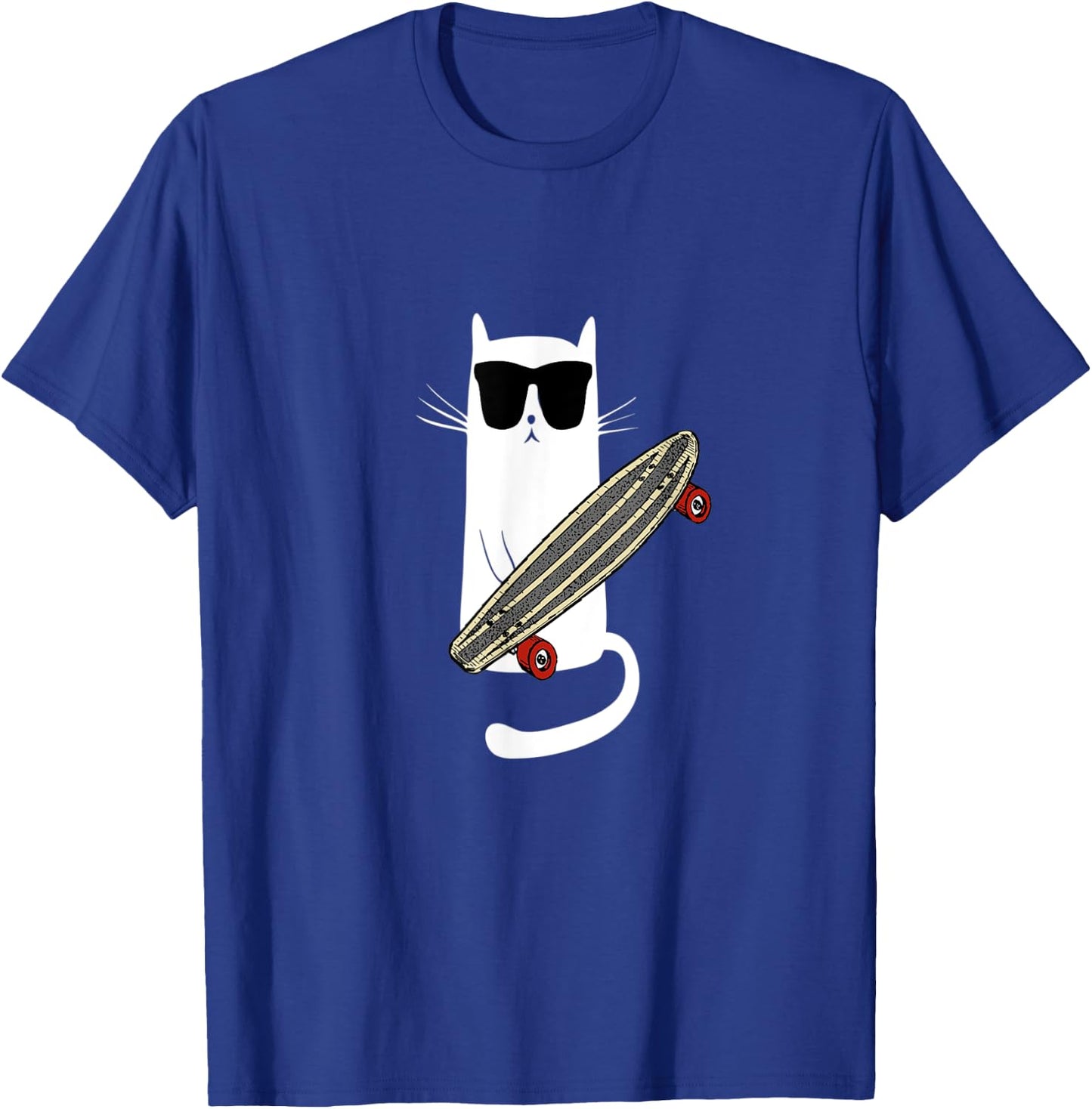 Funny Cat Wearing Sunglasses Skateboarding Men Women Kids T-Shirt - T-Shirt | Royal