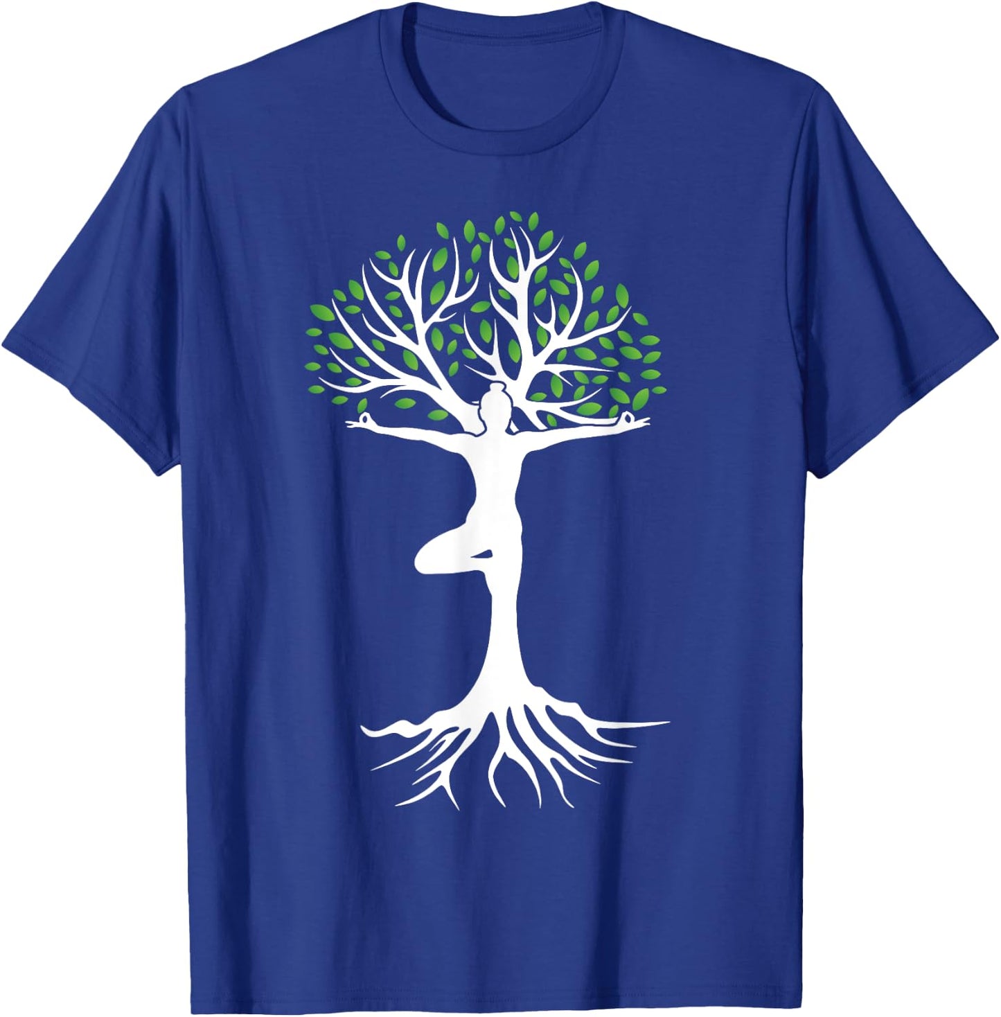 Zen Tree-Pose with Leaves Branches and Roots Yoga Namaste T-Shirt - T-Shirt | Royal