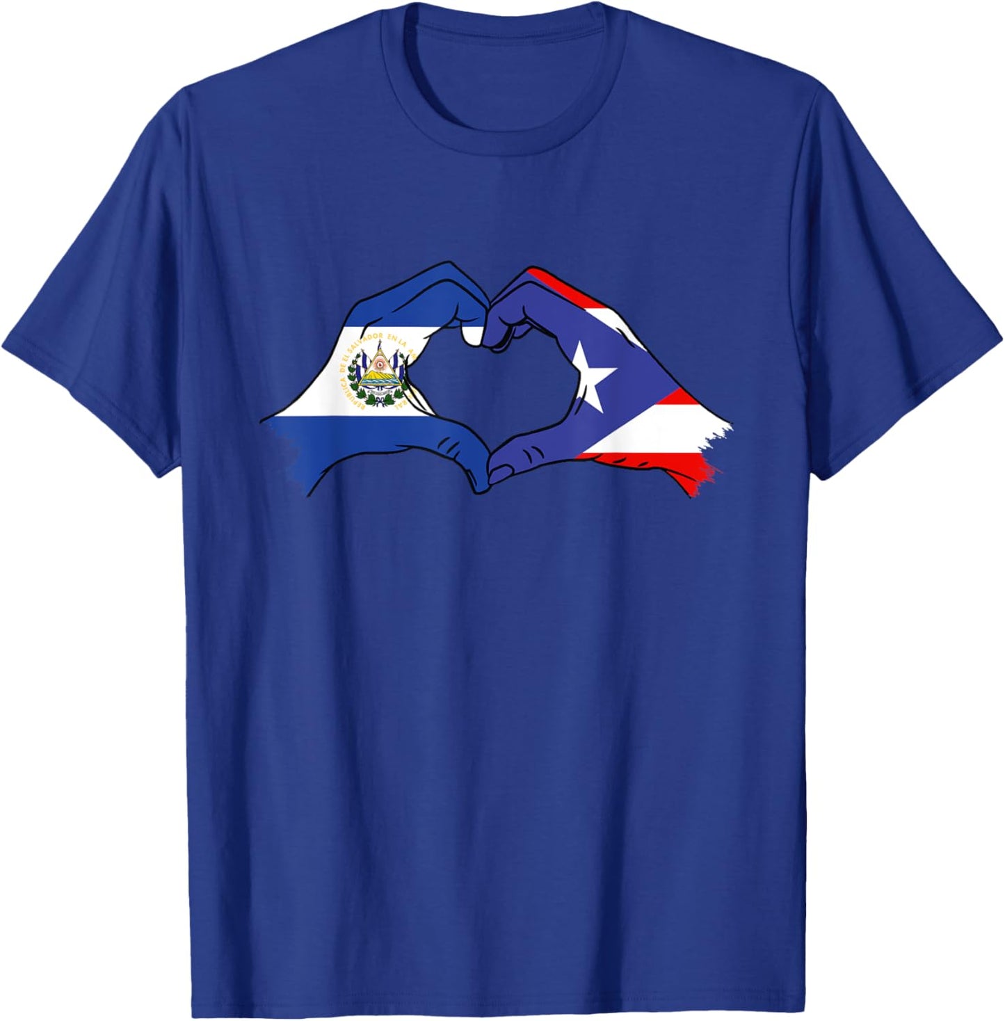 El Salvador Flag Puerto Rico Heart Salvadorian El Salvador T-Shirt - T-Shirt | Royal