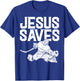 Jesus Saves Ice Hockey Goalie Sport Religious Christian Gift T-Shirt - T-Shirt | Royal