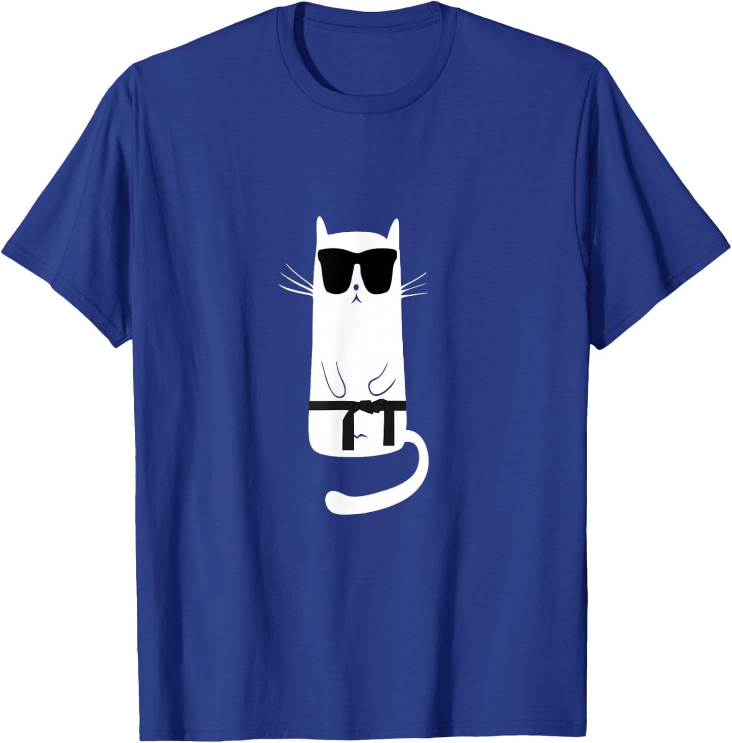 Funny Cat Wearing Sunglasses Karate Judo Black Belt T-Shirt - T-Shirt | Royal