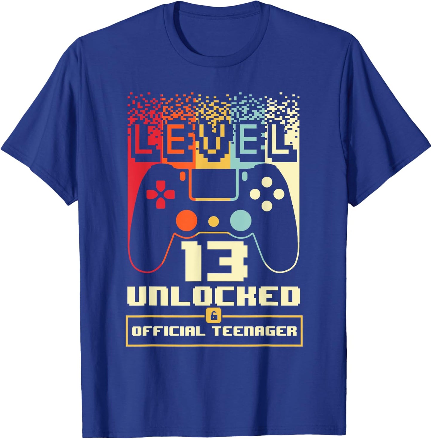 13th Birthday Gift Boys Level 13 Unlocked Official Teenager T-Shirt - T-Shirt | Royal