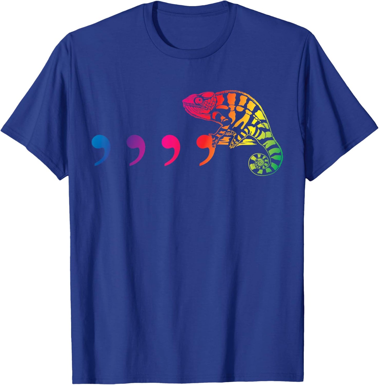 Comma Chameleon Funny 80's Throwback T-Shirt - T-Shirt | Royal