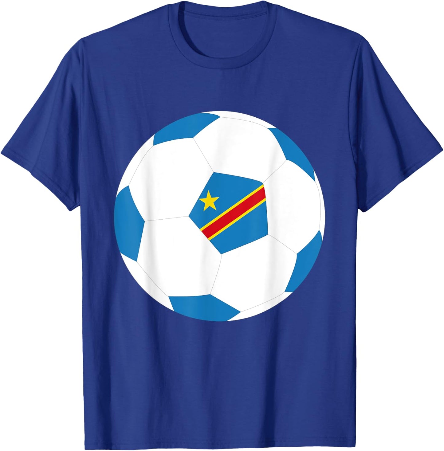 DR Congo Soccer Ball Congolese Flag Jersey Pride Print T-Shirt - T-Shirt | Royal