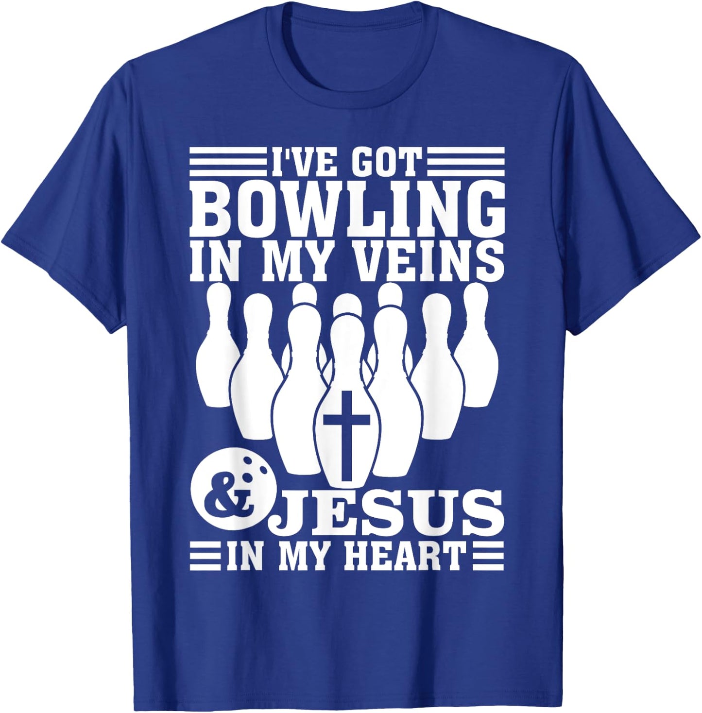 Funny Bowling Gift Women Cute Bowler And Jesus Love T-Shirt - T-Shirt | Royal