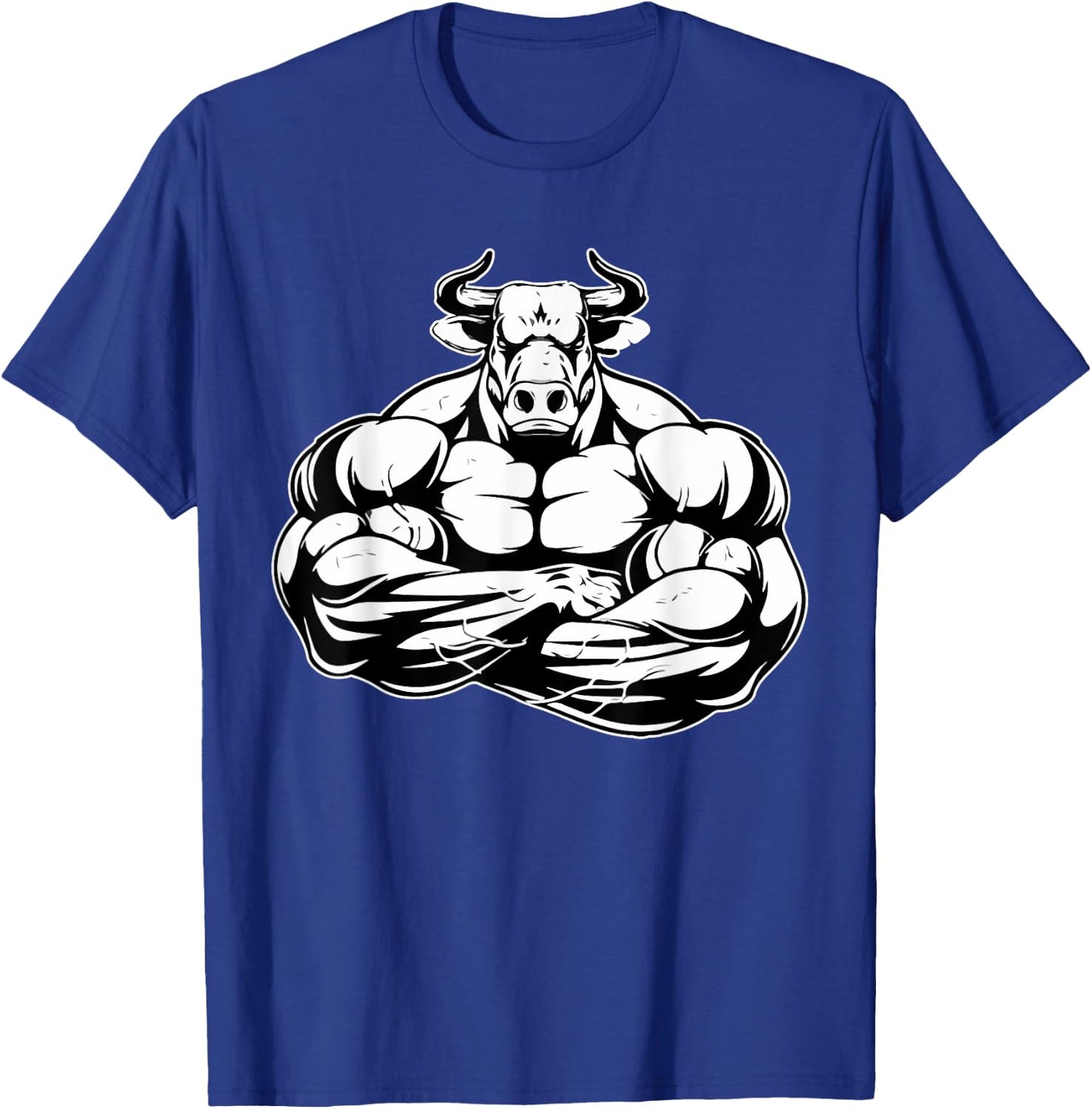 Bull With Muscles Shredded Taurus Fitness Workout Gym Lover T-Shirt - T-Shirt | Royal