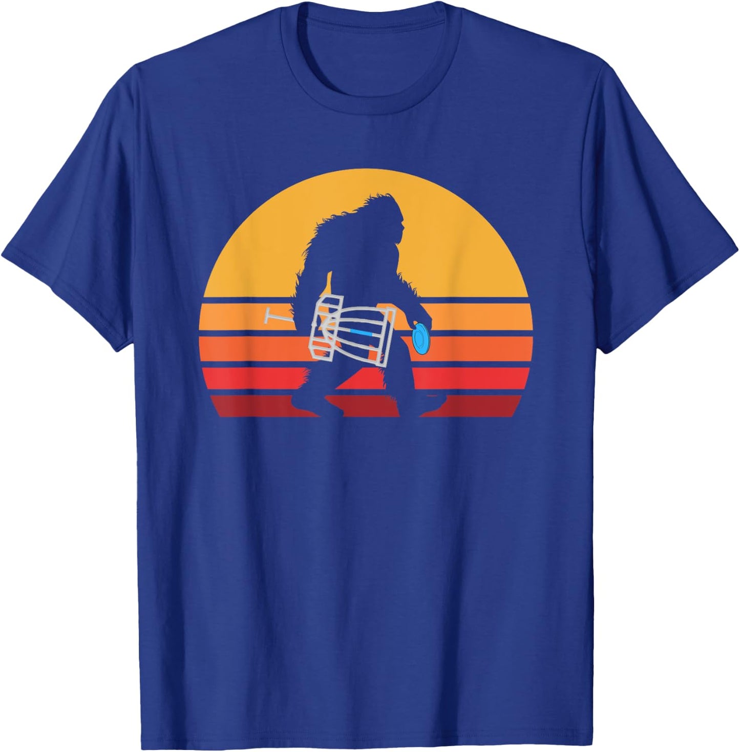 Retro Bigfoot Disc Golf Eighties Sasquatch Disc Golfing T-Shirt - T-Shirt | Royal
