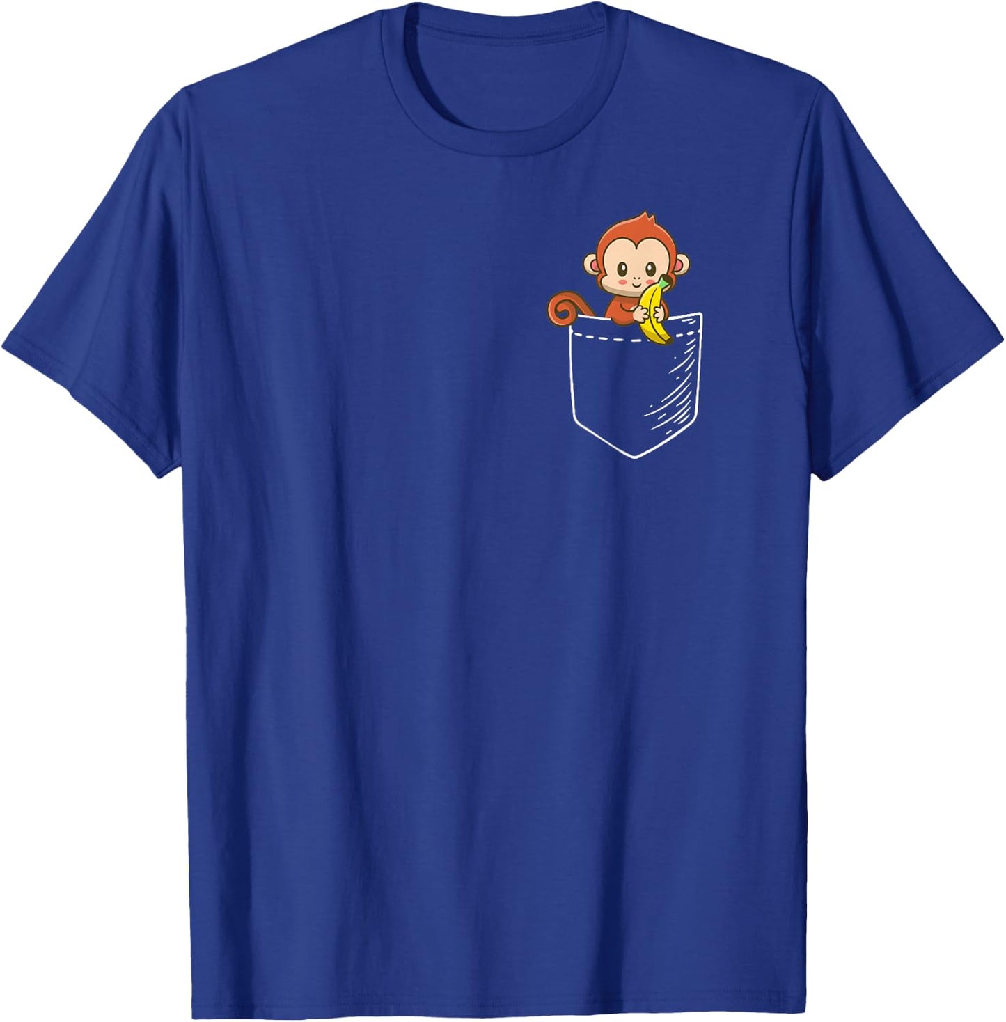 Boys Girls Kids Pet Monkey Banana Lover in a Pocket T-Shirt - T-Shirt | Royal