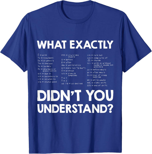 Nurse Nursing Medicine Doctor RN Medical Abbreviations T-Shirt - T-Shirt | Royal