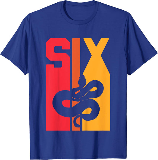 6th Birthday Vintage Snake Lover Pet Reptile 6 Years Old T-Shirt - T-Shirt | Royal