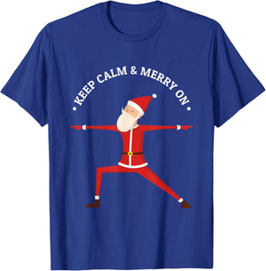 Yoga Fans Merry Christmas Stress Santa Meditation Namaste T-Shirt - T-Shirt | Royal