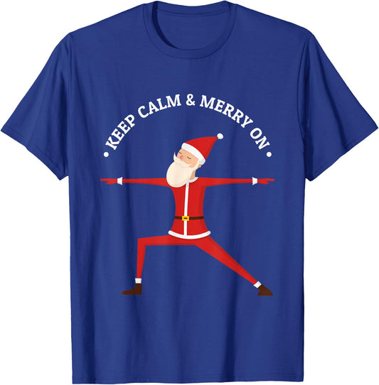 Yoga Fans Merry Christmas Stress Santa Meditation Namaste T-Shirt - T-Shirt | Royal