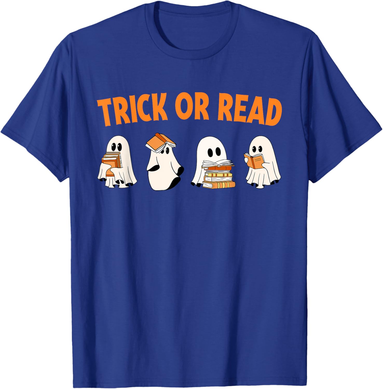 Trick or Read Halloween Ghost Reading Book Lover Halloween T-Shirt - T-Shirt | Royal