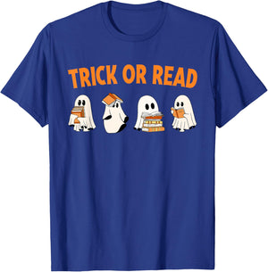 Trick or Read Halloween Ghost Reading Book Lover Halloween T-Shirt - T-Shirt | Royal