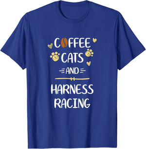 Coffee Cats and Harness Racing Horse Riding Race T-Shirt - T-Shirt | Royal