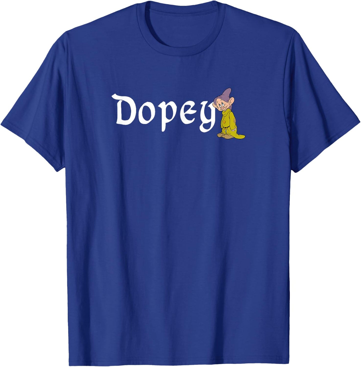 Disney Snow White Dopey Leaning On Name Banner T-Shirt - T-Shirt | Royal