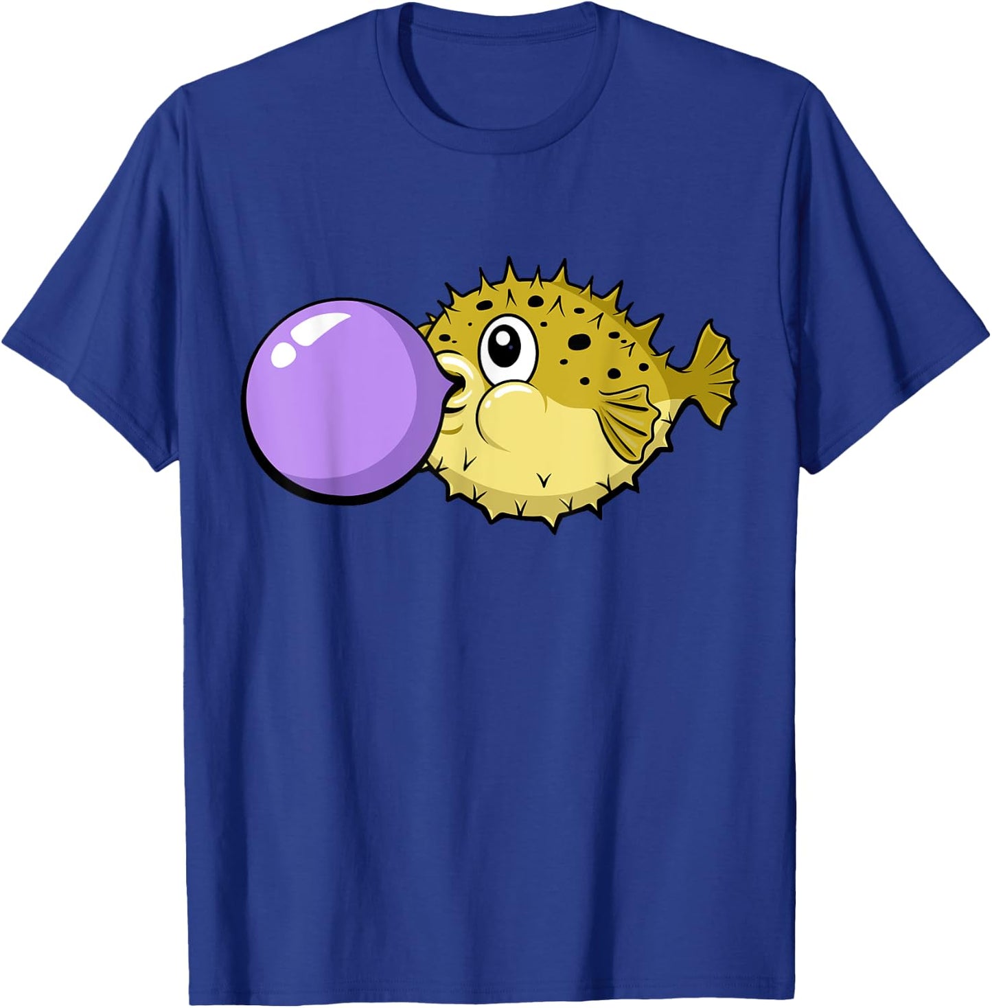 Funny Cute Kawaii Blowfish Pufferfish Gum Bubble T-Shirt - T-Shirt | Royal