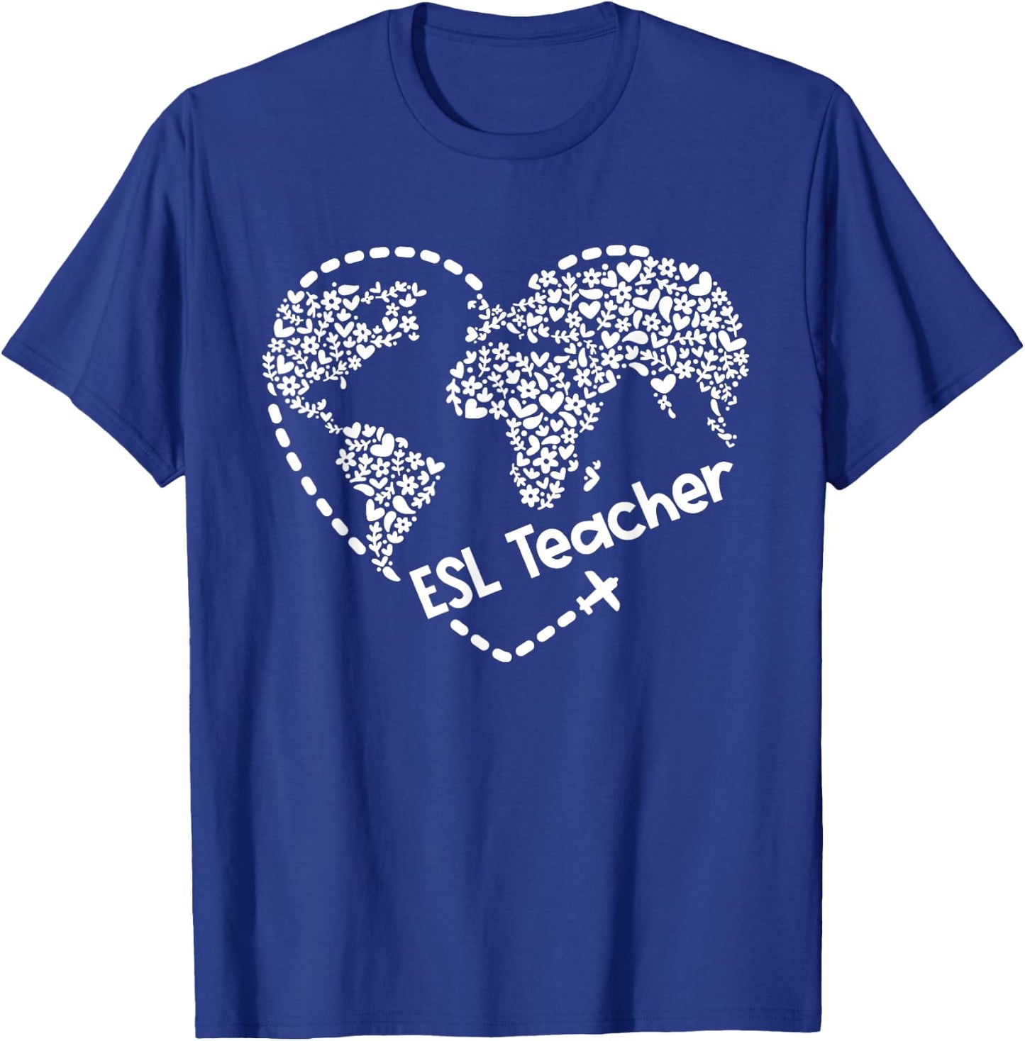 ESL Teacher ESOL Student Cute Heart Shape English Teacher T-Shirt - T-Shirt | Royal