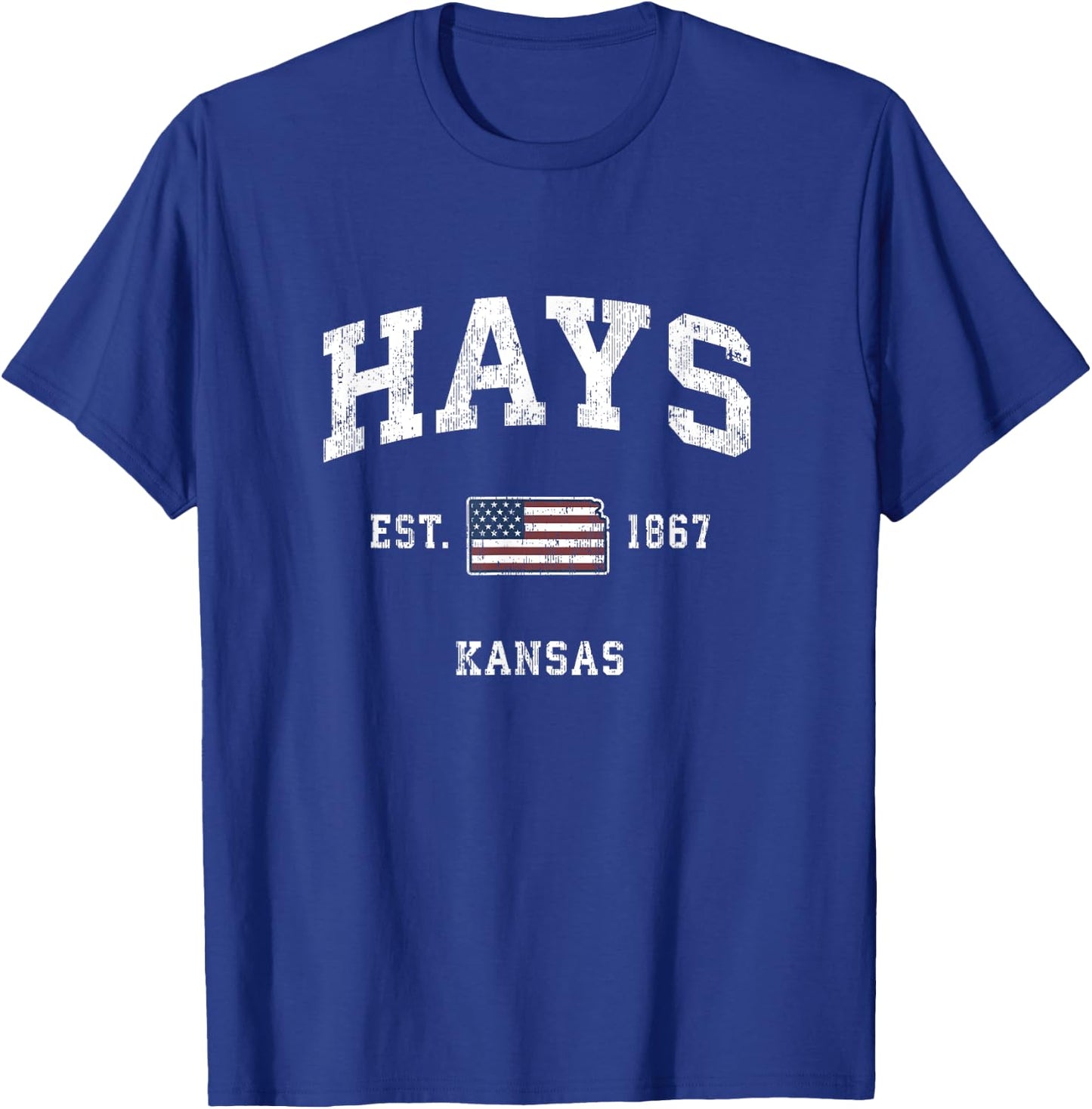 Hays Kansas KS Vintage American Flag Sports Design Kids Men T-Shirt - T-Shirt | Royal