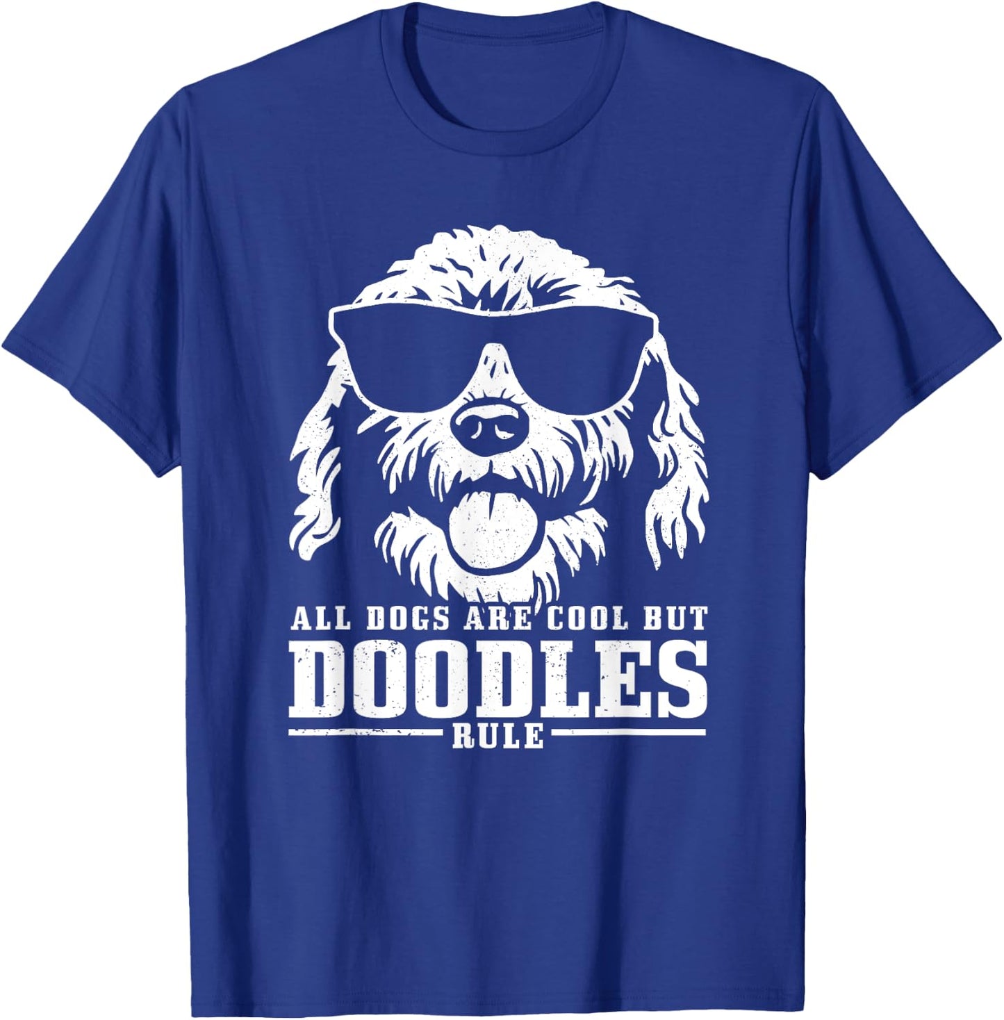 We Love Doodle Dogs - Goldendoodle Apparel Co. -Adults Black Cartoon Dog Pattern T-Shirt - T-Shirt | Royal