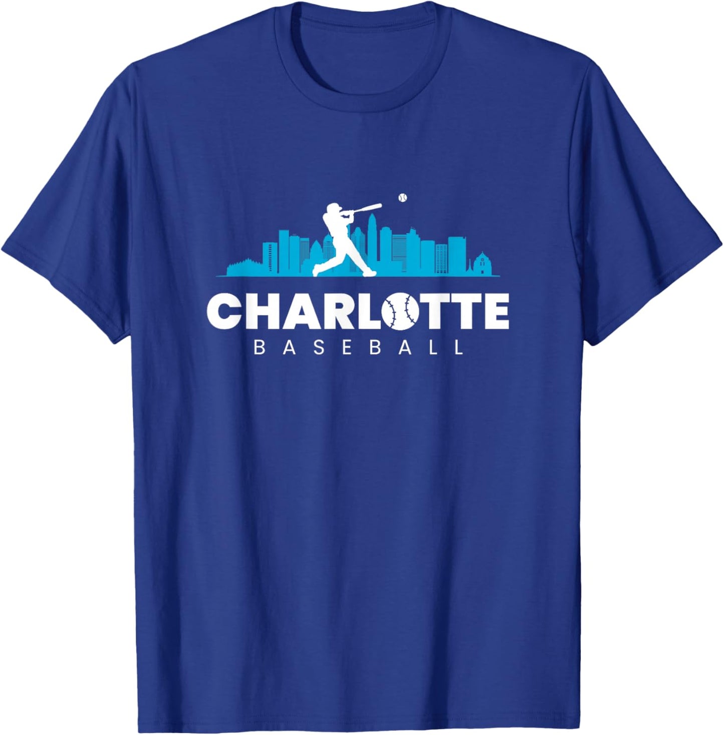 Charlotte Baseball Vintage Minimalist Retro Baseball Lover T-Shirt - T-Shirt | Royal