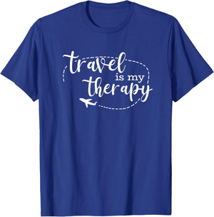 Travel is My Therapy/World Traveler Love Traveling Quote T-Shirt - T-Shirt | Royal