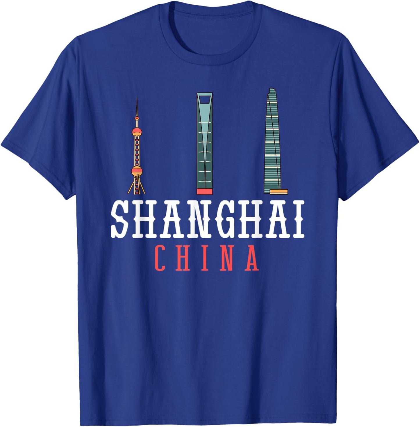 Shanghai China City Skyline Map T-Shirt - T-Shirt | Royal